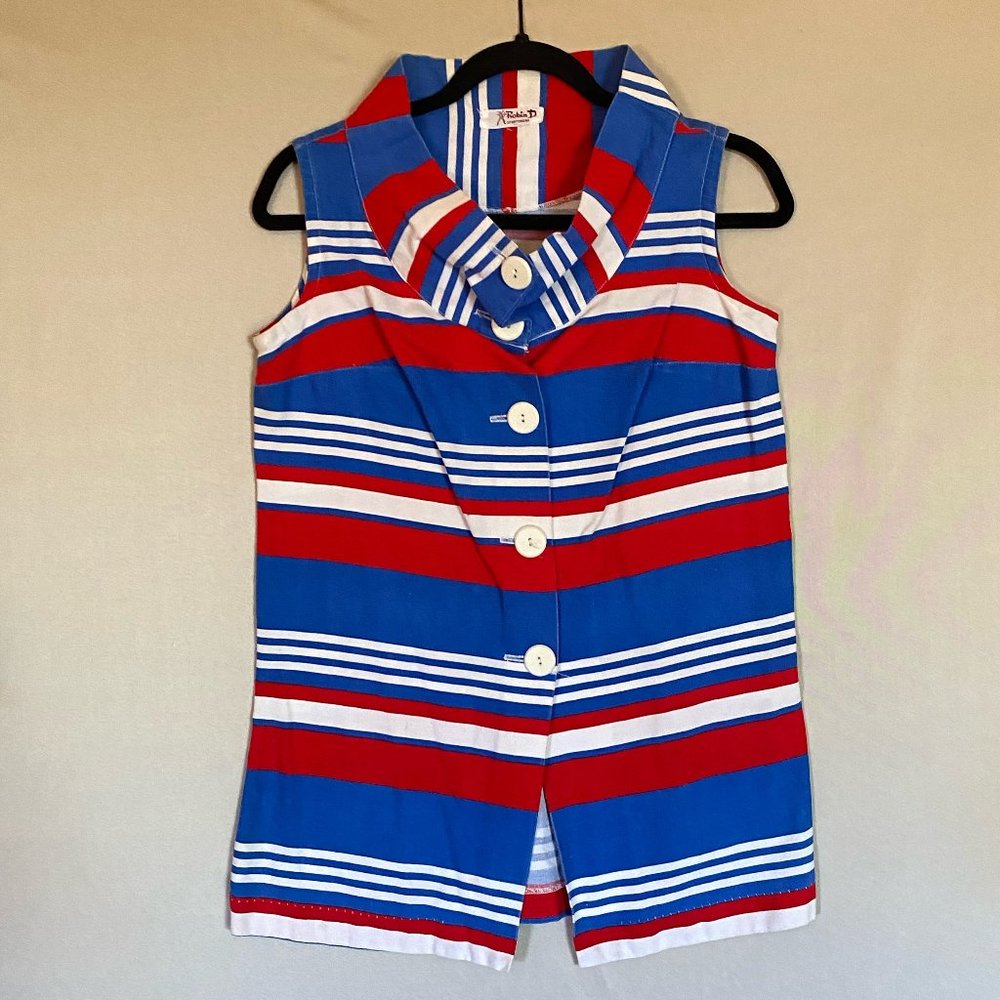 1960s Robin D Sportswear Sleeveless Button Down Cowlneck